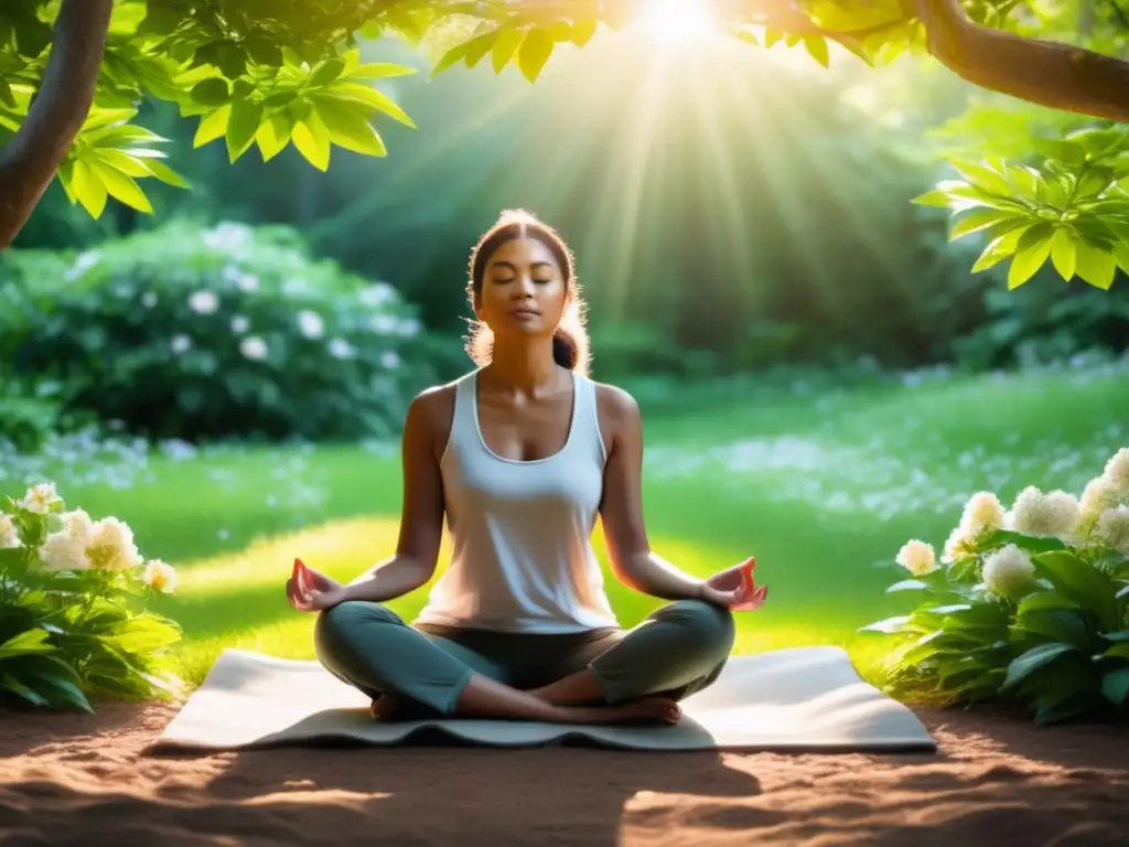 Beneficios del mindfulness en fobia social: persona en entorno tranquilo practicando mindfulness