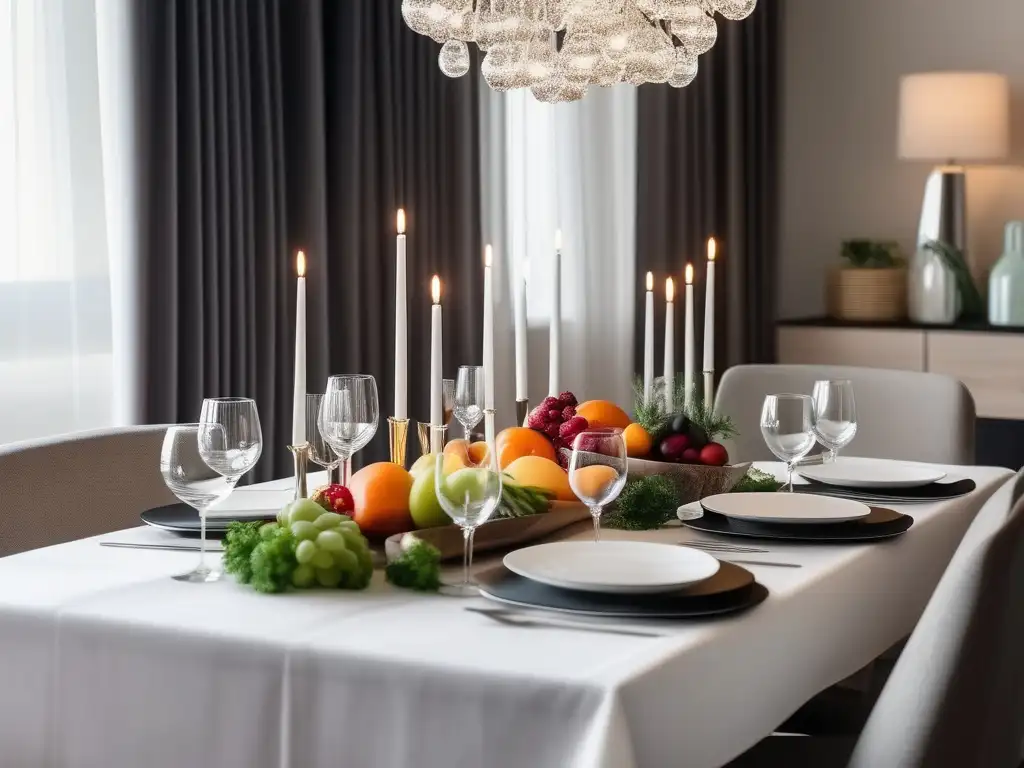 Mesa de comedor decorada con estilo minimalista, resalta la importancia de la alimentación en adultos mayores