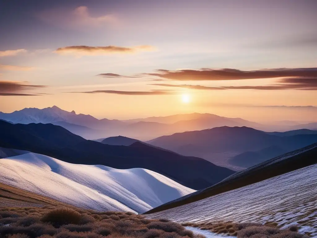 Paisaje sereno de montañas nevadas: Conceptos básicos de salud mental