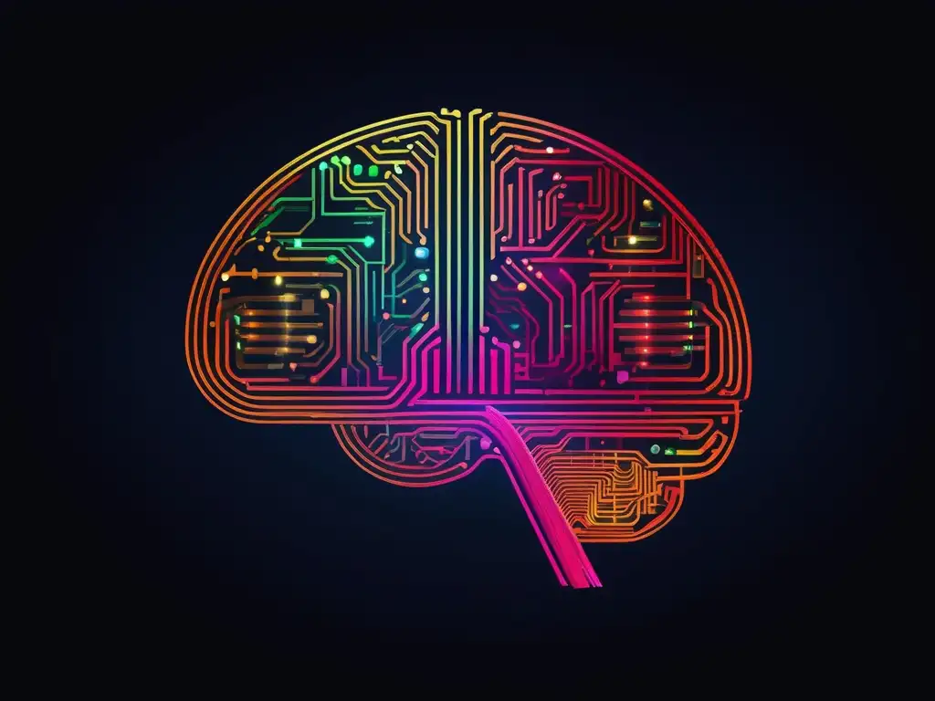 Neurociencia para mejorar estudio: Brain con circuitos de colores+neuroplasticidad y reconfiguración cerebral