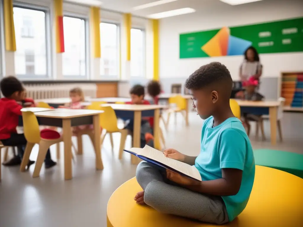 Niño en aula con ambiente estimulante y educativo - Impacto del aprendizaje en el desarrollo cerebral infantil