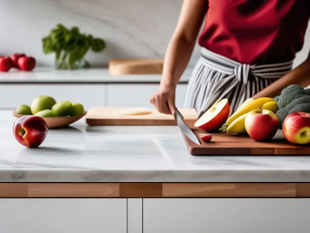 Cocina serena con niño cortando fruta: Alimentación y trastornos del estado de ánimo en niños