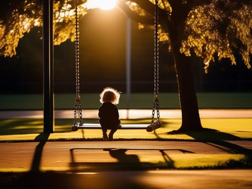 Niño en columpio reflexionando: Mejorar autoestima y empoderamiento emocional