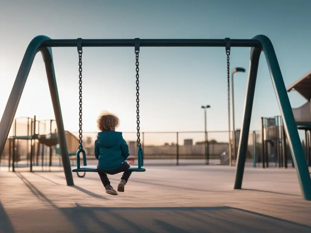 Niño solitario en un columpio, estigmas salud mental infancia adolescencia