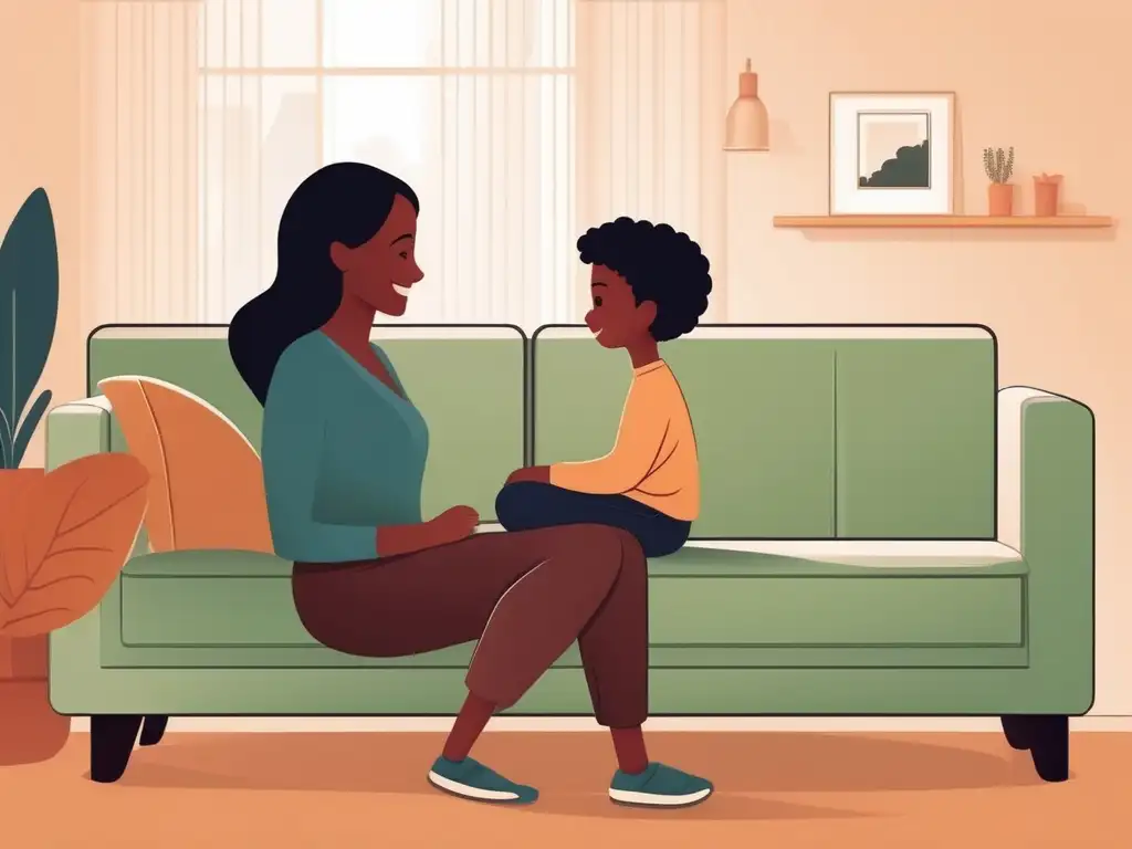 Padre e hijo en un salón minimalista Vínculo afectivo y bienestar infantil en un ambiente acogedor y minimalista