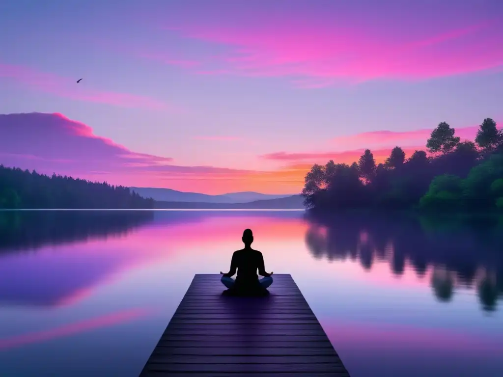 Beneficios Mindfulness estudiantes ansiosos: Serenidad en lago al atardecer