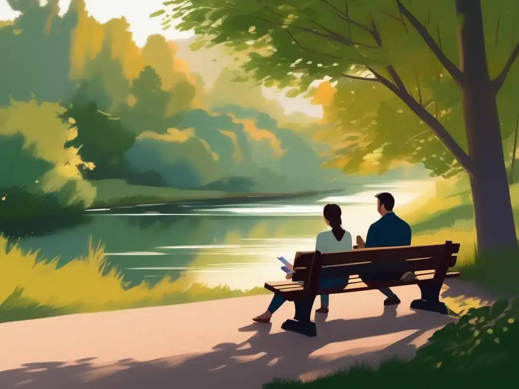 Pareja compartiendo hobby de pintura en un parque - Beneficios compartir hobbies pareja