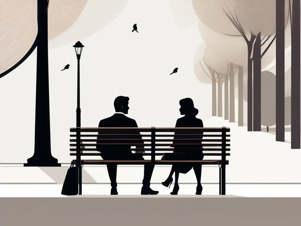 La verdad sobre relaciones perfectas: pareja en banco de parque, comunicación y conexión profunda