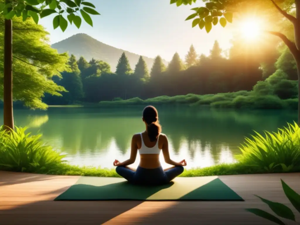 Beneficios del mindfulness en Parkinson: Persona practicando mindfulness en la naturaleza