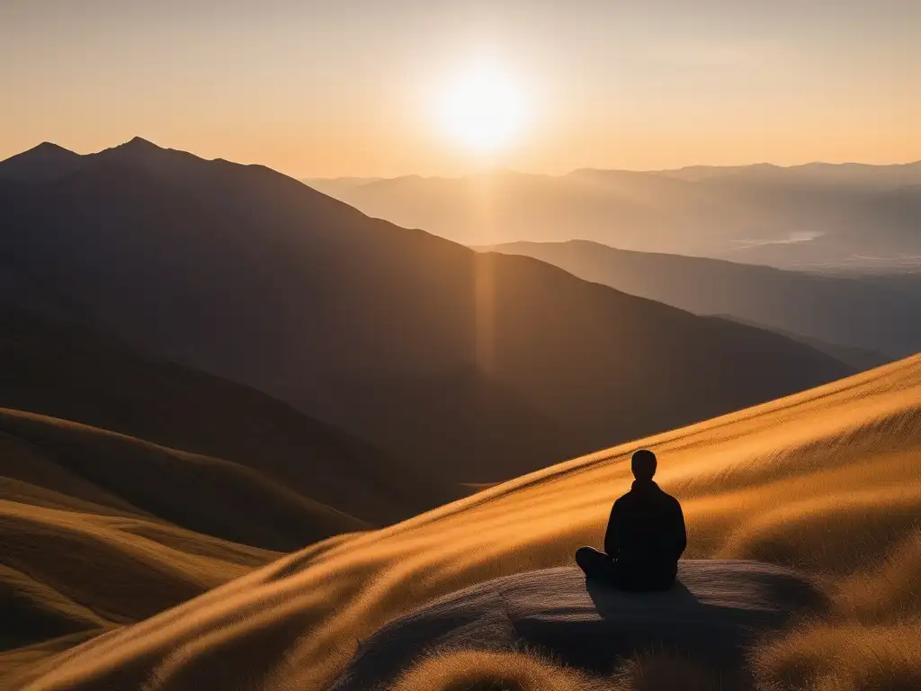 Persona en la cima de montaña, gestionando emociones para bienestar