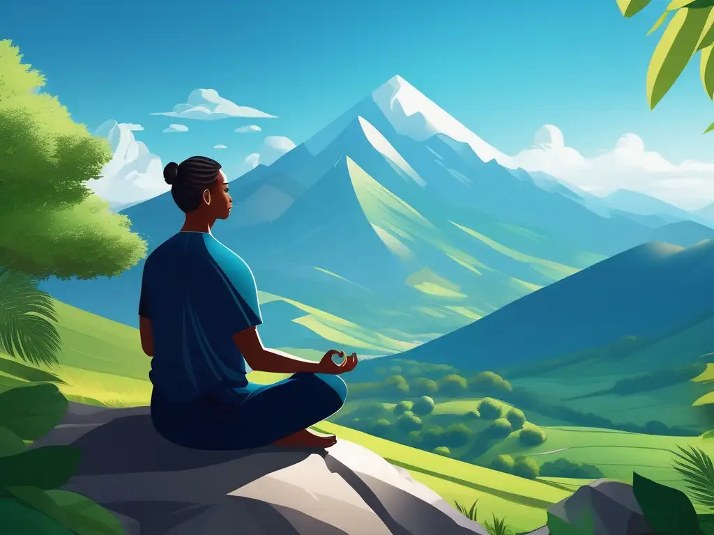 Beneficios aprendizaje salud mental: persona meditando en la naturaleza