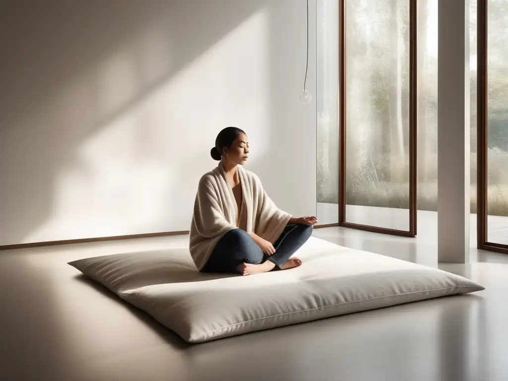 Beneficios del mindfulness en una sala serena y moderna