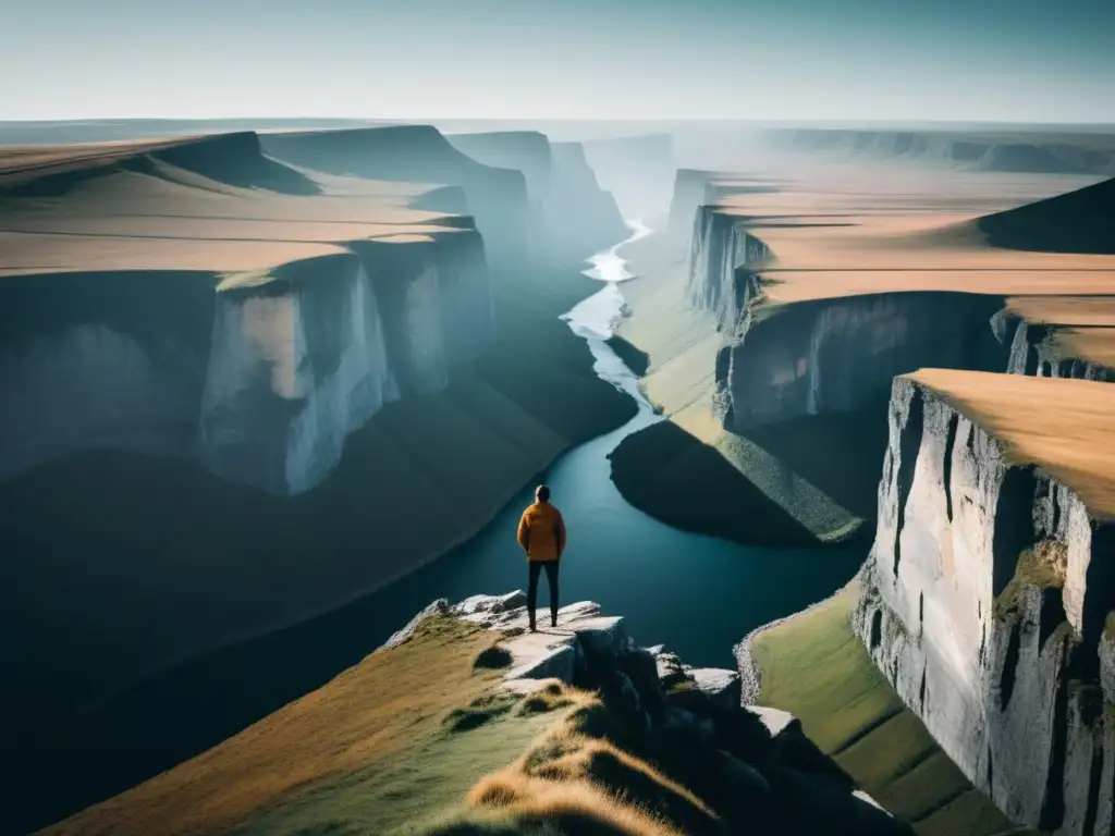 Persona en terapia de exposición para trastornos de ansiedad frente a un paisaje impresionante