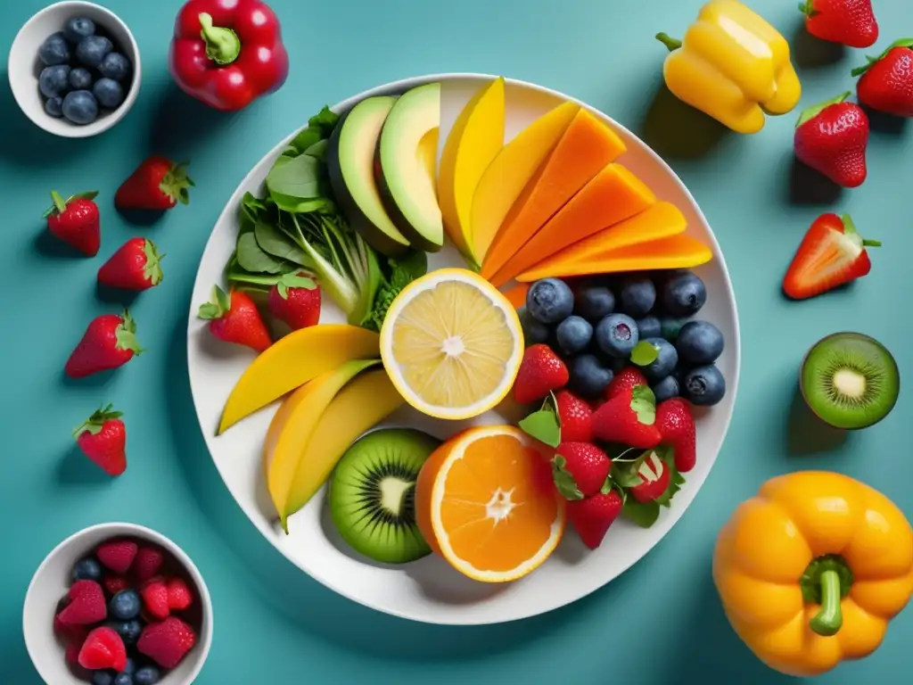 Beneficios de una dieta equilibrada con frutas y verduras frescas y coloridas