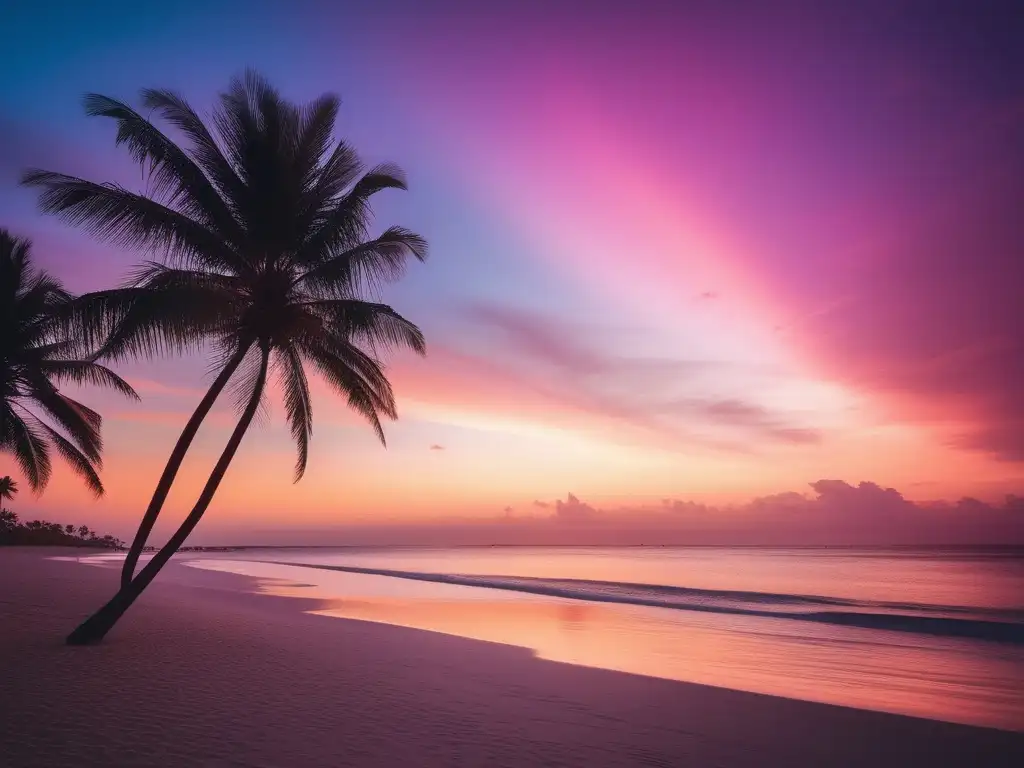 Playa serena al atardecer