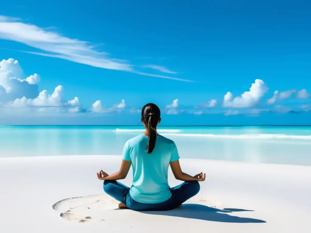 Imagen de meditación en la playa: Identificar señales alerta salud mental