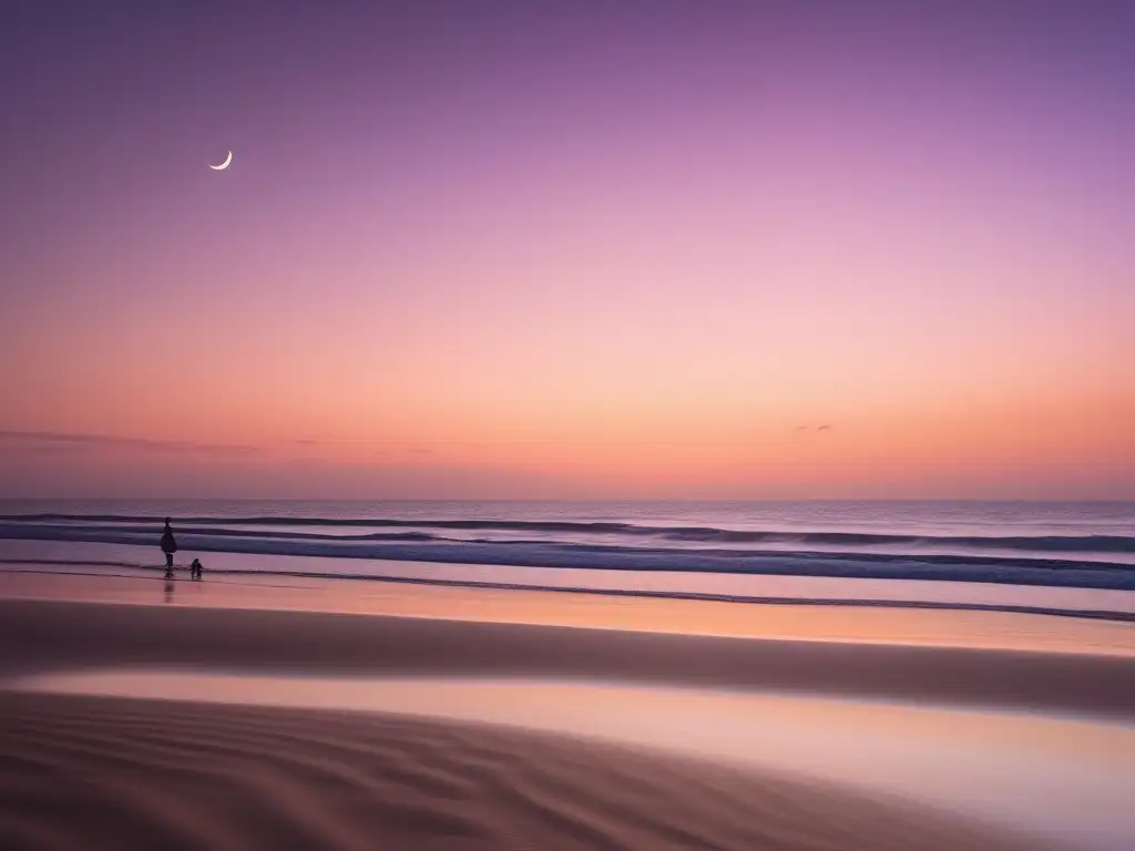 Playa serena al atardecer, promoviendo beneficios del mindfulness en enfermedad cardíaca