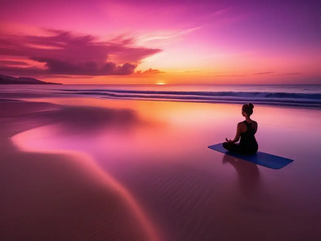 Técnicas neurocientíficas para felicidad: Serenidad en la playa al atardecer