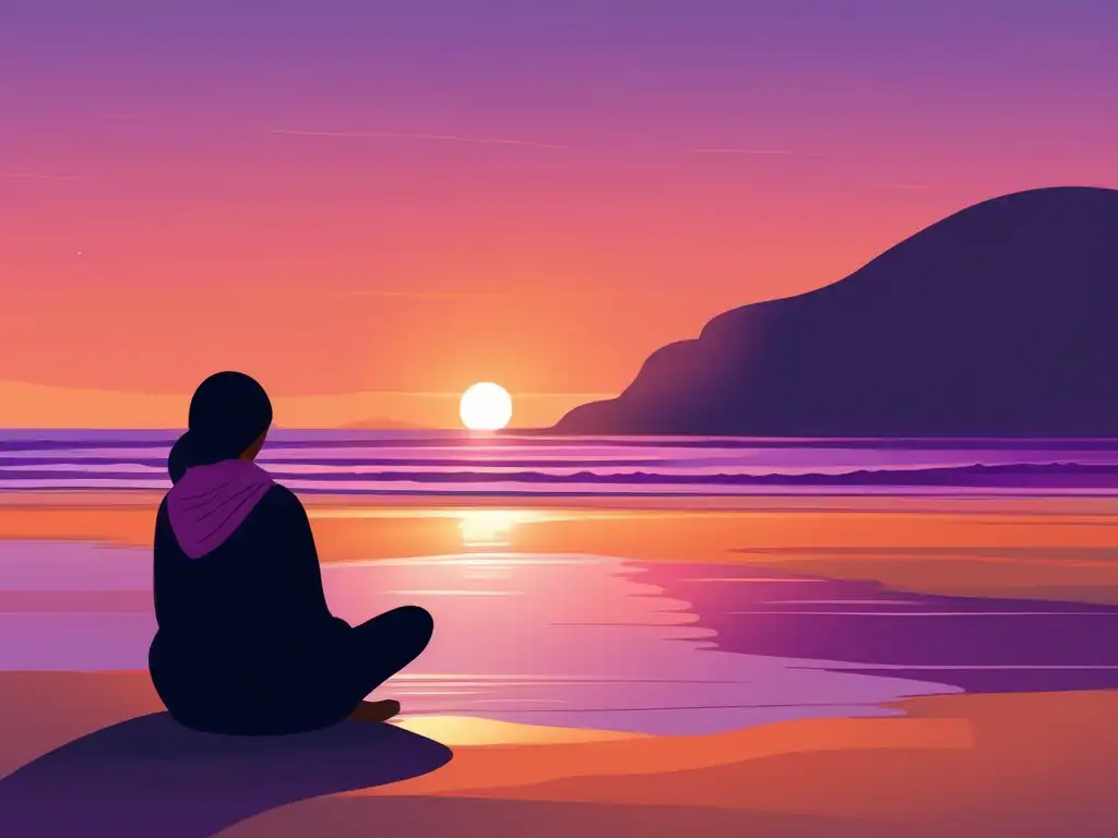 Toma de decisiones con mindfulness en una playa al atardecer