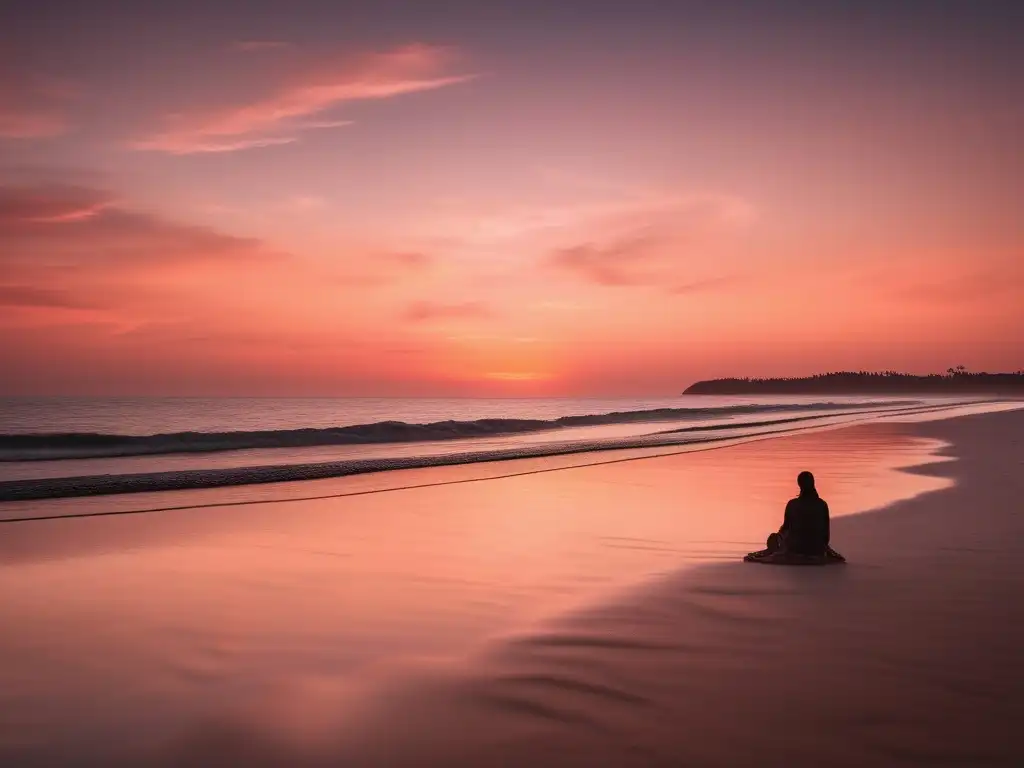 Reducción del impacto de trastornos de ansiedad en la serenidad de una playa al atardecer