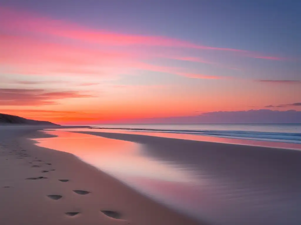 Playa al atardecer: equilibrio emocional y felicidad