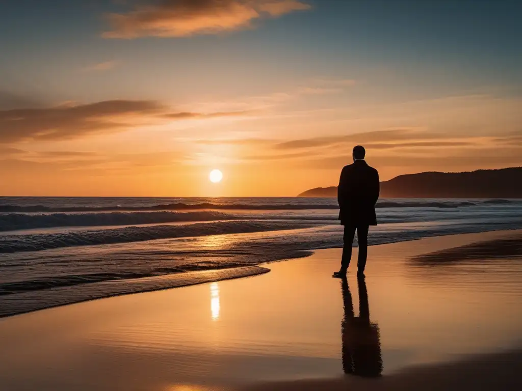 Sereno atardecer en una playa: Beneficios del mindfulness para liberación emocional