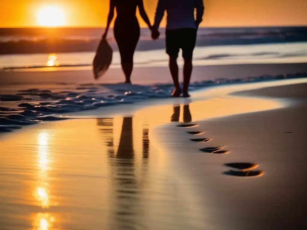 Playa al atardecer, parejas caminando, superar inseguridad en relación de pareja #ConsejosSuperarInseguridad