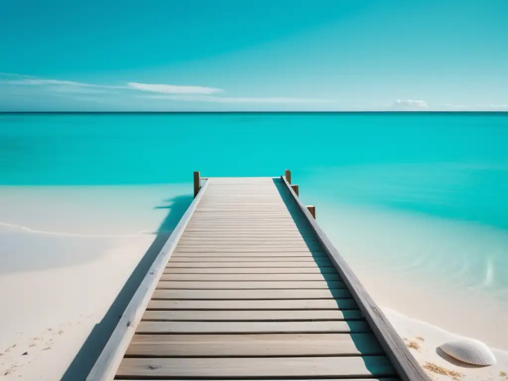 Imagen de playa tranquila con agua turquesa y muelle de madera - Técnicas de manejo del estrés para adolescentes