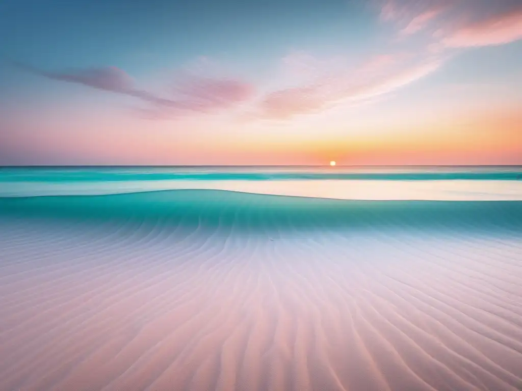 Paisaje sereno de playa con aguas turquesas y figura en silueta - Beneficios de mindfulness en trastorno de pánico