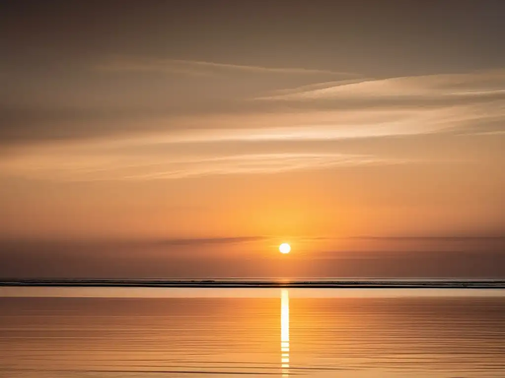 Playa tranquila al atardecer, reflexión sobre nutrición y equilibrio emocional