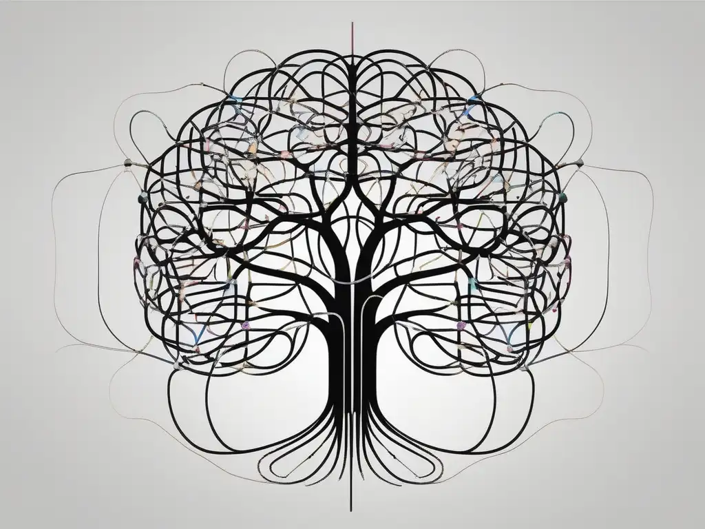 Técnicas de neurociencia para bienestar: imagen de redes neuronales en el cerebro, representando complejidad y flujo de información
