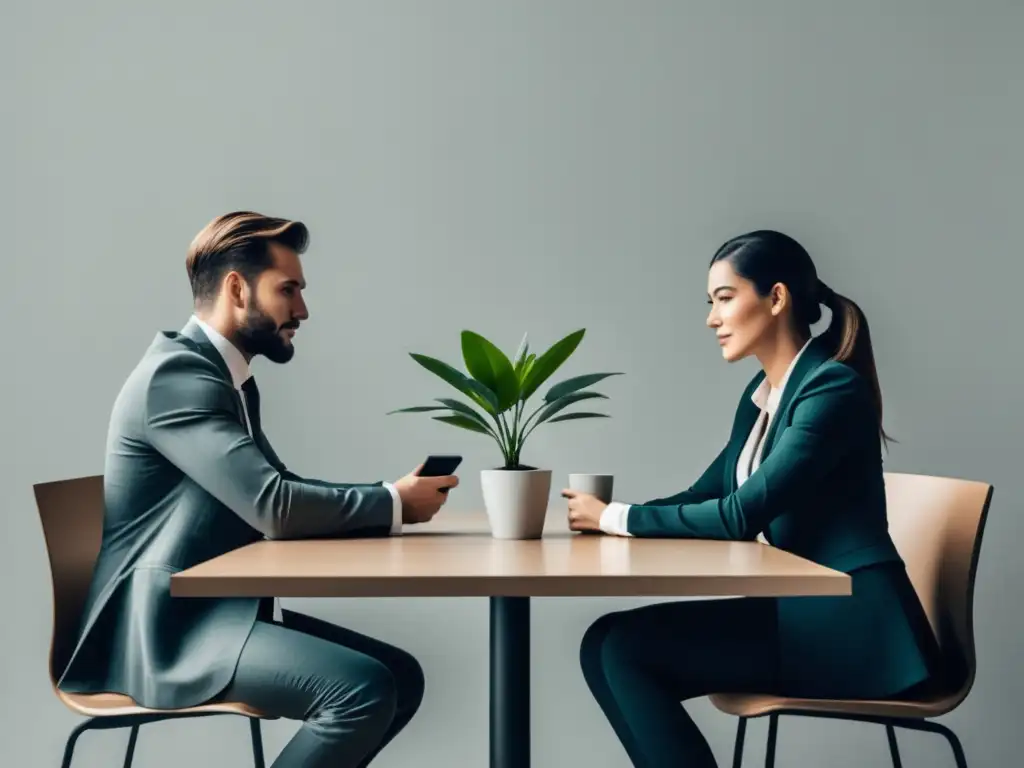 Dos personas resolviendo conflictos en redes sociales