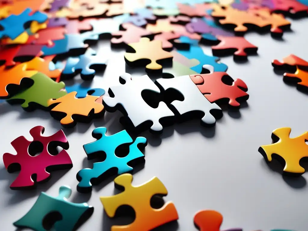 Influencia del bienestar infantil en rendimiento académico: Puzzle de colores que representa salud física, equilibrio emocional y desarrollo cognitivo