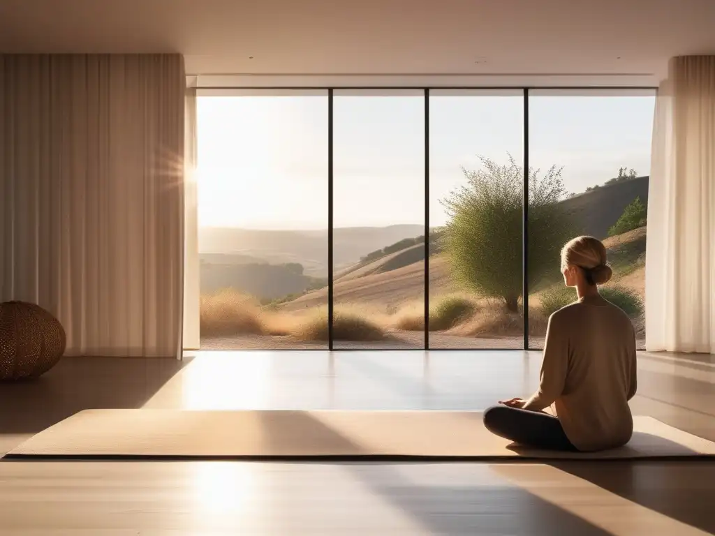 Meditación en habitación minimalista para armonía mental