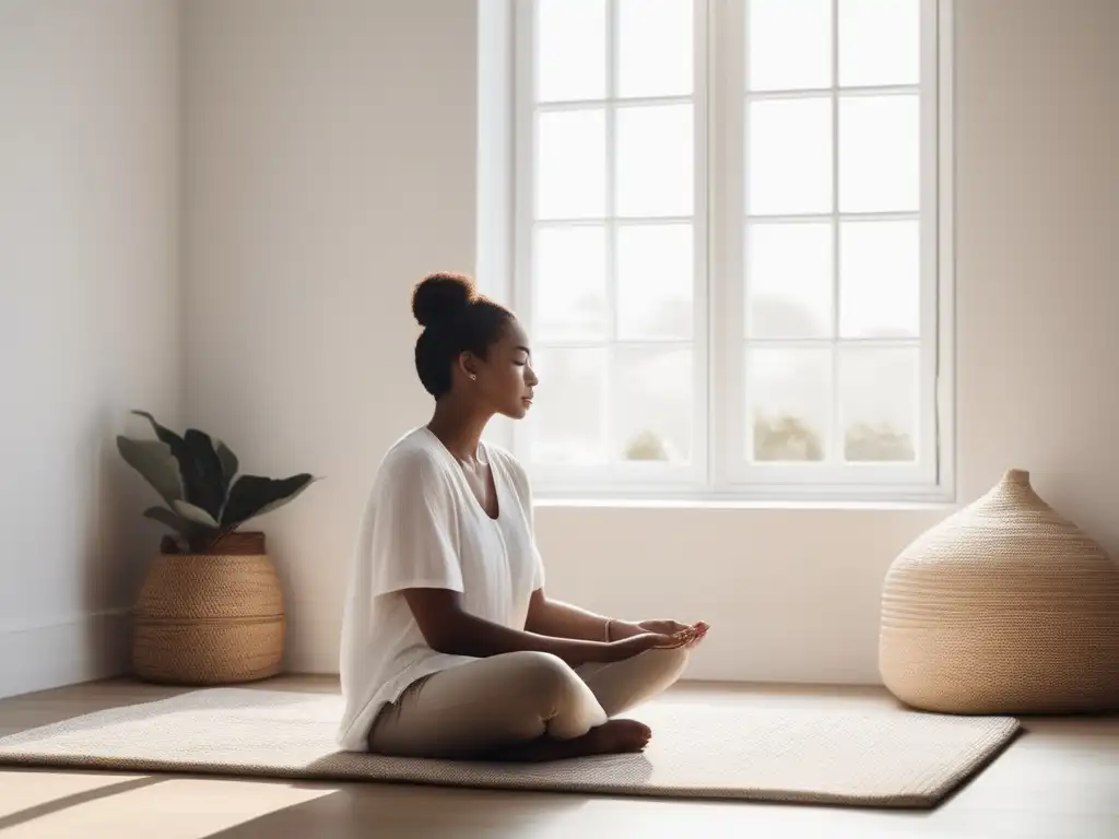 Persona en meditación, ambiente tranquilo y relajante - Meditación liberación emocional técnicas