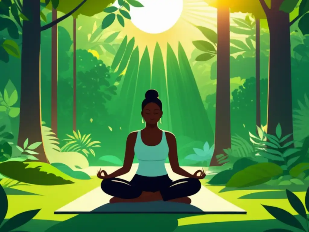 Imagen de persona en meditación rodeada de naturaleza, transmitiendo paz y claridad