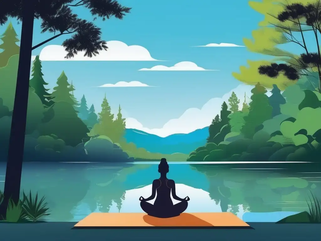 Beneficios del Mindfulness para pacientes VIH: Serenidad y relajación con un paisaje natural y una persona practicando meditación