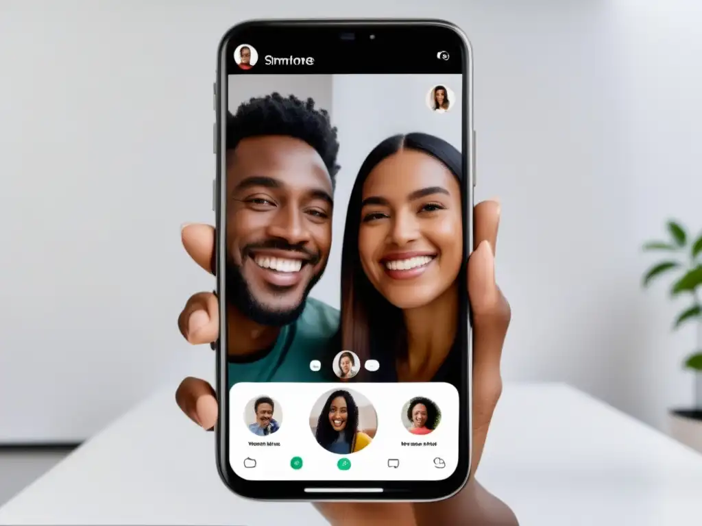 Smartphone moderno muestra una video llamada feliz - Beneficios de la tecnología en relaciones a distancia