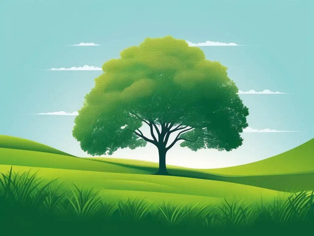 Imagen de serenidad y tranquilidad en un prado verde con un árbol, ideal para técnicas de neuropsicología para estrés