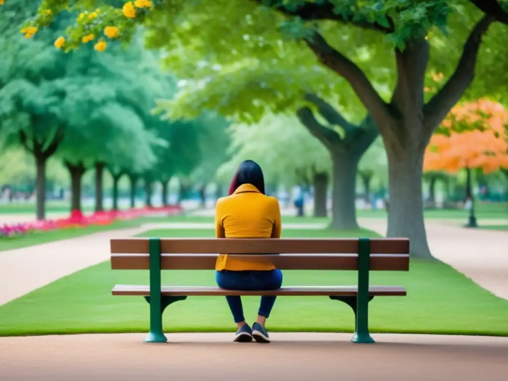 Persona triste en banco de parque, señales alerta salud mental