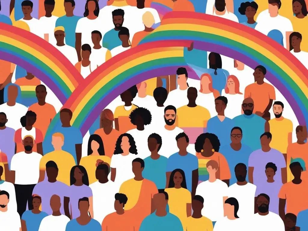 Importancia salud mental LGBTQ+: Personas LGBTQ+ unidas en solidaridad y fuerza, representando diversidad y empoderamiento