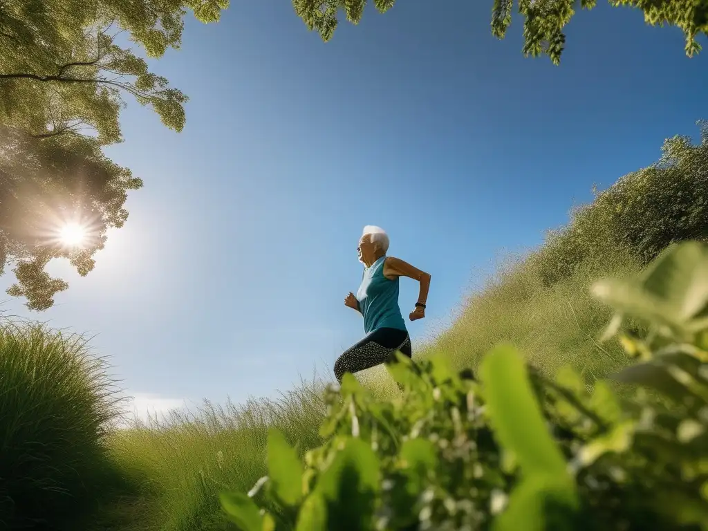 Persona mayor activa disfrutando de actividades físicas al aire libre - Consejos bienestar vejez salud mental